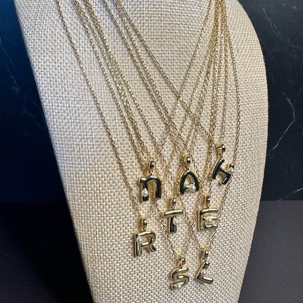 Choice of Letter - Initial Necklace with Faux Pearl Accent - Picture 2 of 4